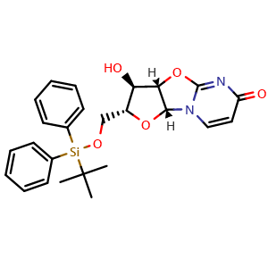 Chemical structure of 5’-O-TBDPS-2,2’-anhydrouridine , CAS 175013-46-4, AChemBlock AD263656