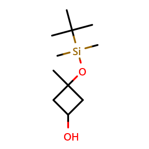 Chemical structure of 3-((tert-Butyldimethylsilyl)oxy)-3-methylcyclobutan-1-ol , CAS 1798336-99-8, AChemBlock AD263671