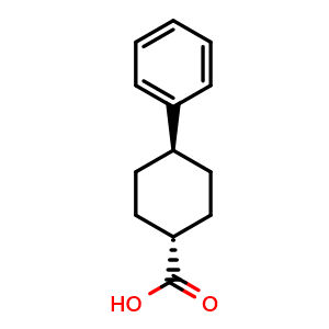 Chemical structure of trans-4-Phenylcyclohexanecarboxylic acid , CAS 1466-73-5, AChemBlock AD263673