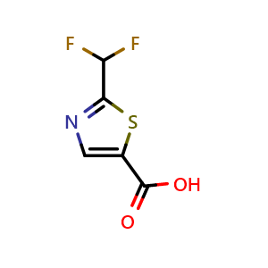 Chemical structure of 2-Difluoromethyl-thiazole-5-carboxylic acid , CAS 1783954-35-7, AChemBlock AD263675