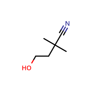 Chemical structure of 4-Hydroxy-2,2-dimethyl-butyronitrile , CAS 107289-41-8, AChemBlock AD263705