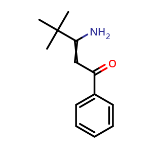 Chemical structure of 3-Amino-4,4-dimethyl-1-phenyl-pent-2-en-1-one , CAS 107970-92-3, AChemBlock AD263728