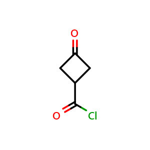 Chemical structure of 3-Oxo-cyclobutanecarbonyl chloride , CAS 130233-77-1, AChemBlock AD263730