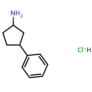 Chemical structure of 3-Phenyl-cyclopentylamine hydrochloride , CAS 56740-41-1, AChemBlock AD263743