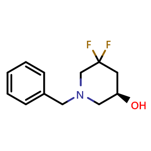 Chemical structure of (3R)-1-Benzyl-5,5-difluoropiperidin-3-ol , CAS 2808655-08-3, AChemBlock AD263745