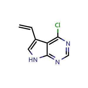 Chemical structure of 4-Chloro-5-vinyl-7H-pyrrolo[2,3-d]pyrimidine , CAS 2228268-04-8, AChemBlock AD263746