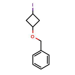 Chemical structure of ((3-Iodocyclobutoxy)methyl)benzene , CAS 2278283-37-5, AChemBlock AD263768