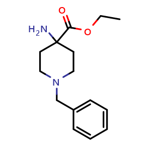Chemical structure of Ethyl 4-amino-1-benzylpiperidine-4-carboxylate , CAS 57611-55-9, AChemBlock AD263775