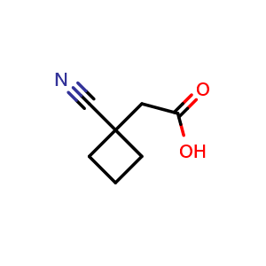 Chemical structure of 2-(1-Cyanocyclobutyl)acetic acid , CAS 1246210-25-2, AChemBlock AD263781