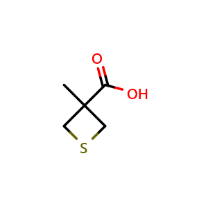 Chemical structure of 3-Methylthietane-3-carboxylic acid , CAS 1332495-32-5, AChemBlock AD263782