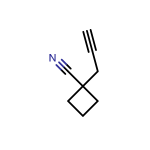 Chemical structure of 1-(Prop-2-yn-1-yl)cyclobutane-1-carbonitrile , CAS 1849197-85-8, AChemBlock AD263796