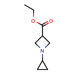 Chemical structure of Ethyl 1-cyclopropylazetidine-3-carboxylate , CAS 1432664-80-6, AChemBlock AD263810