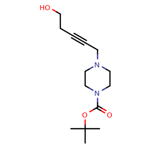 Chemical structure of tert-Butyl 4-(5-hydroxypent-2-yn-1-yl)piperazine-1-carboxylate , CAS 1416439-19-4, AChemBlock AD263811