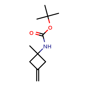 Chemical structure of tert-Butyl (1-methyl-3-methylenecyclobutyl)carbamate , CAS 1823893-38-4, AChemBlock AD263819