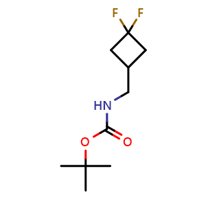 Chemical structure of tert-Butyl ((3,3-difluorocyclobutyl)methyl)carbamate , CAS 1250443-17-4, AChemBlock AD263824
