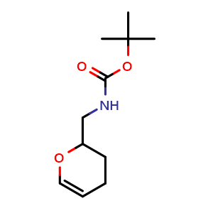 Chemical structure of tert-Butyl ((3,4-dihydro-2H-pyran-2-yl)methyl)carbamate , CAS 133786-80-8, AChemBlock AD263834