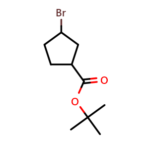 Chemical structure of tert-Butyl 3-bromocyclopentane-1-carboxylate , AChemBlock AD263872