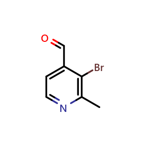 Chemical structure of 3-Bromo-2-methylisonicotinaldehyde , CAS 1227594-60-6, AChemBlock AD263885