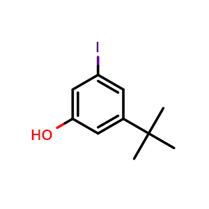 Chemical structure of 3-(tert-Butyl)-5-iodophenol , CAS 1243279-34-6, AChemBlock AD263896