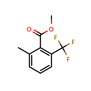 Chemical structure of Methyl 2-methyl-6-(trifluoromethyl)benzoate , CAS 934705-57-4, AChemBlock AD263905