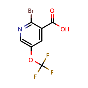 Chemical structure of 2-Bromo-5-(trifluoromethoxy)-3-pyridinecarboxylic acid , CAS 1361682-79-2, AChemBlock AD263907