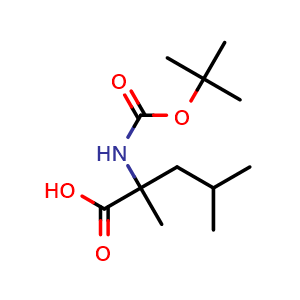 Chemical structure of 2-((tert-Butoxycarbonyl)amino)-2,4-dimethylpentanoic acid , CAS 97534-52-6, AChemBlock AD263917