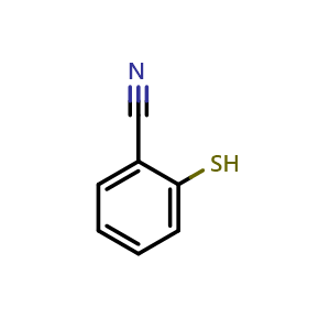 Chemical structure of 2-Mercaptobenzonitrile , CAS 34761-11-0, AChemBlock AD263921