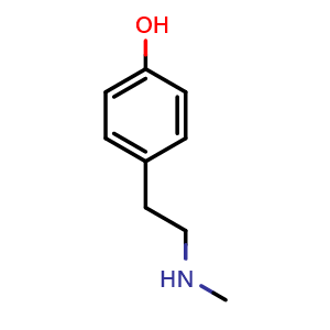 Chemical structure of N-methyltyramine , CAS 370-98-9, AChemBlock AD263927