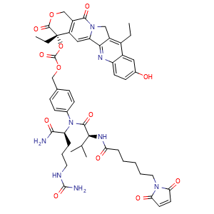 Chemical structure of Mc-VC-PAB-SN38 , CAS 1801838-28-7, AChemBlock AD263937