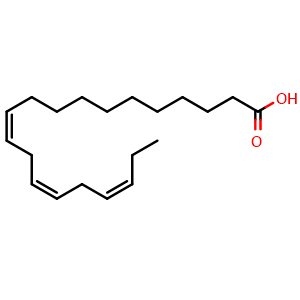 Chemical structure of 11(Z),14(Z),17(Z)-Eicosatrienoic acid , CAS 17046-59-2, AChemBlock AD263974