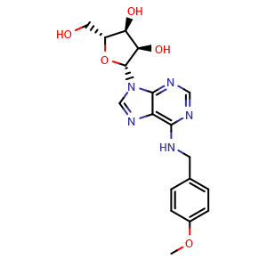 Chemical structure of N6-(p-Methoxybenzyl)adenosine , CAS 23666-24-2, AChemBlock AD263978