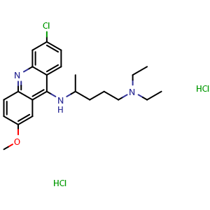 Chemical structure of Quinacrine dihydrochloride , CAS 69-05-6, AChemBlock AD263999