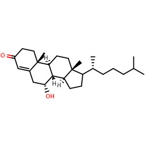 Chemical structure of 7alpha-Hydroxy-4-cholesten-3-one , CAS 3862-25-7, AChemBlock AD264006