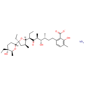 Chemical structure of Lasalocid A ammonium , CAS 33855-11-7, AChemBlock AD264304