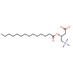 Chemical structure of Tetradecanoylcarnitine , CAS 25597-07-3, AChemBlock AD264385