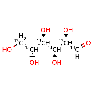 Chemical structure of D-Glucose-13C6 , CAS 110187-42-3, AChemBlock AD264413
