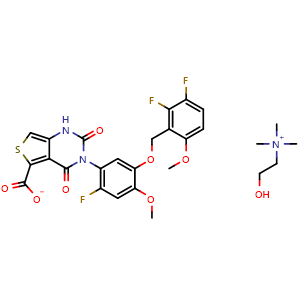 Chemical structure of Linzagolix choline , CAS 1321816-57-2, AChemBlock AD264602