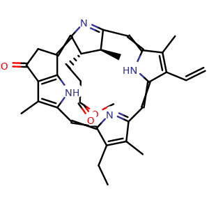 Chemical structure of Methyl pyropheophorbide-a , CAS 6453-67-4, AChemBlock AD264858