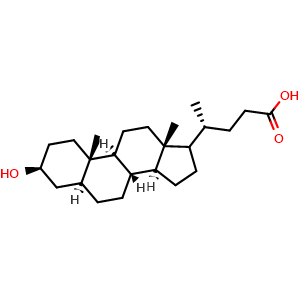 Chemical structure of Isoallolithocholic acid , CAS 2276-93-9, AChemBlock AD264923