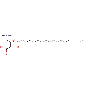 Chemical structure of Myristoyl-L-carnitine chloride , CAS 173686-73-2, AChemBlock AD264951