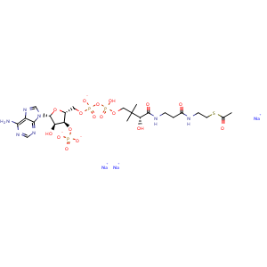 Chemical structure of Acetyl Coenzyme A trisodium , CAS 102029-73-2, AChemBlock AD264971