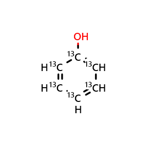 Chemical structure of Phenol-13C6 , CAS 89059-34-7, AChemBlock AD264977