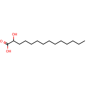 Chemical structure of 2-hydroxy Myristic Acid , CAS 2507-55-3, AChemBlock AD264983