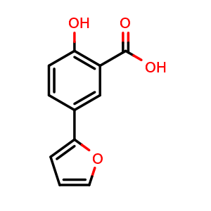 Chemical structure of 5-(2-Furyl)-2-hydroxybenzoic acid , CAS 893739-96-3, AChemBlock AD265265