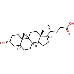 Chemical structure of Allolithocholic acid , CAS 2276-94-0, AChemBlock AD265444