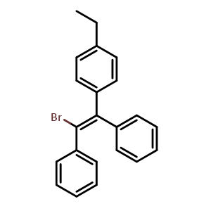 Chemical structure of (Z)-(1-bromo-2-(4-ethylphenyl)ethene-1,2-diyl)dibenzene , CAS 22393-63-1, AChemBlock AD265764