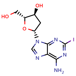 Chemical structure of 2'-Deoxy-2-iodoadenosine , CAS 118706-49-3, AChemBlock AD265808