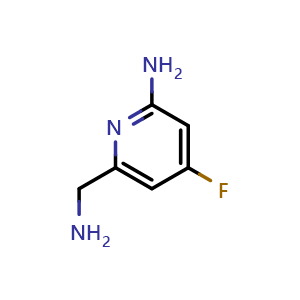 Chemical structure of 6-(aminomethyl)-4-fluoropyridin-2-amine , CAS 1393555-45-7, AChemBlock AD265853