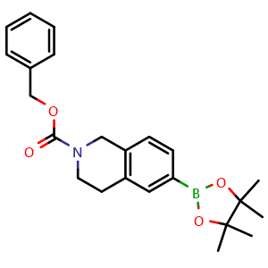 Chemical structure of Benzyl 6-(4,4,5,5-tetramethyl-1,3,2-dioxaborolan-2-yl)-3,4-dihydroisoquinoline-2(1H)-carboxylate , CAS 1020174-05-3, AChemBlock AD265857