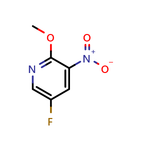 Chemical structure of 5-Fluoro-2-methoxy-3-nitropyridine , CAS 1211534-27-8, AChemBlock AD265861